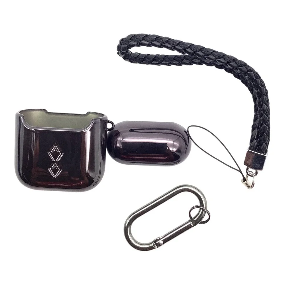 Luxury Plating Protective AirPods Case Cover With Braided Strap & Carabiner Clip